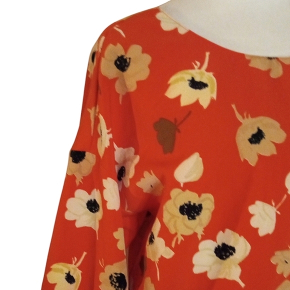Zara Basic All Over Poppy Floral Print Back Button Balloon Sleeves Blouse Medium - Picture 7 of 10